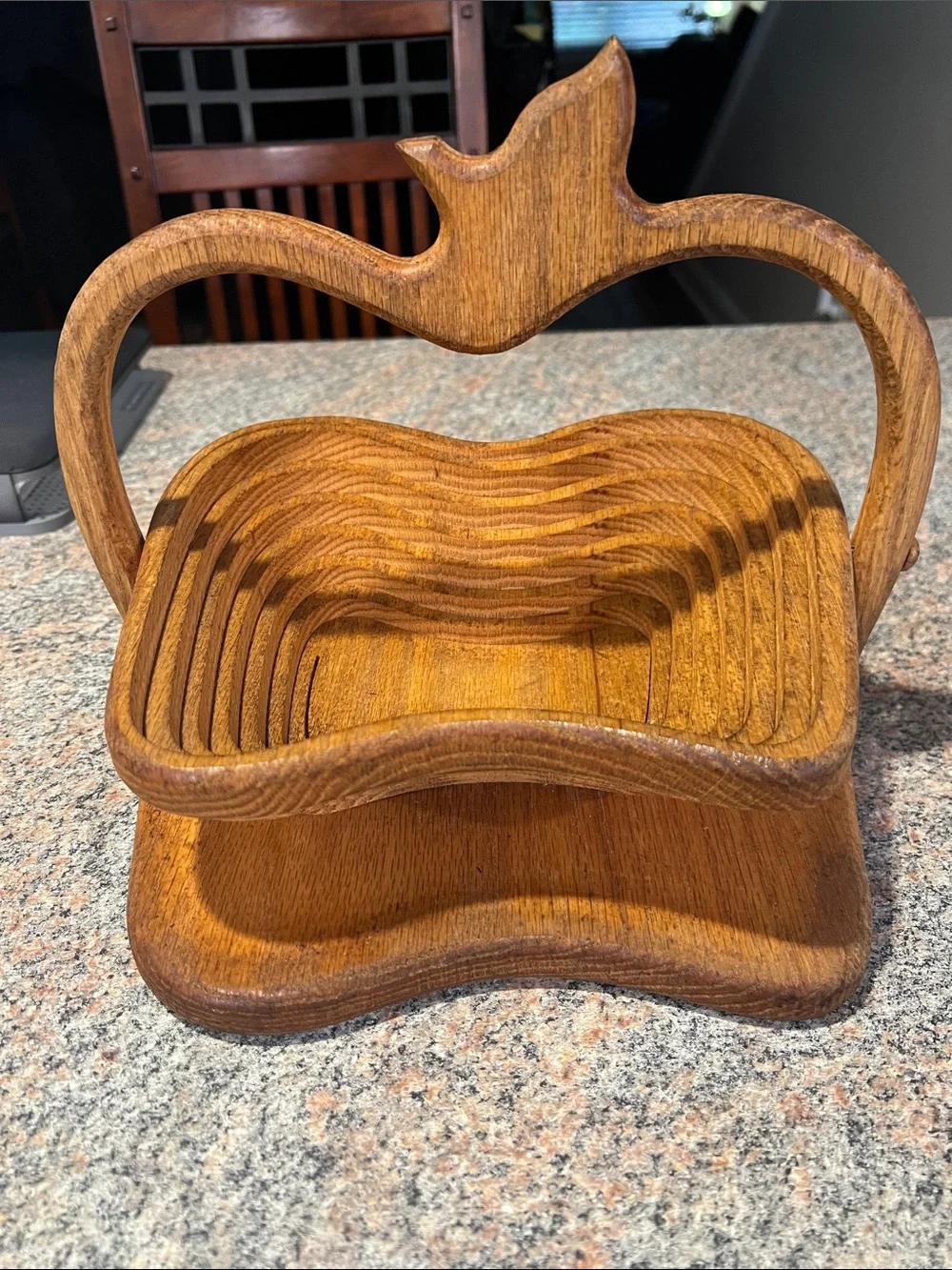 Handcrafted Wooden Apple Basket - Brown